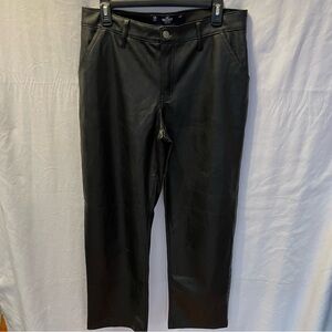 Hollister Faux Leather Pants 13R Youth High Rise Black Bikercore Grunge Punk
